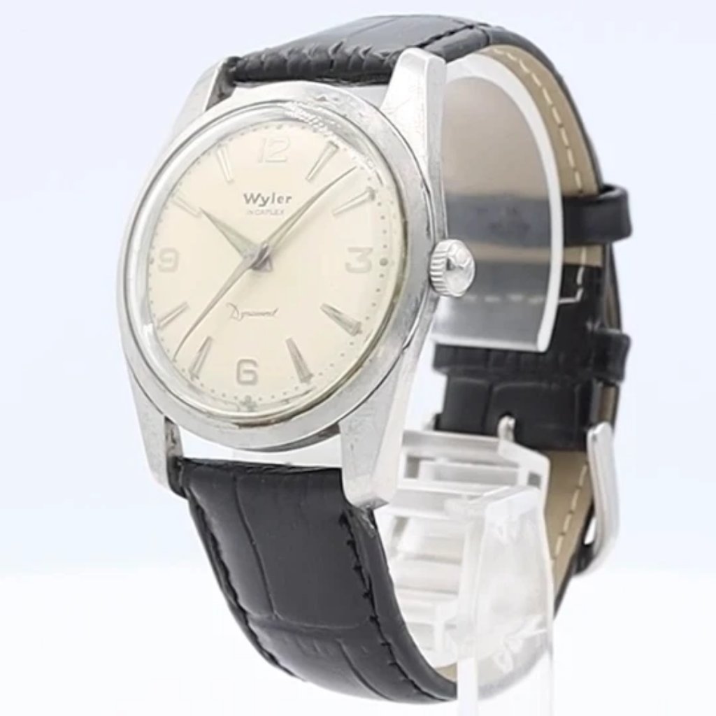 Vintage Wyler 1162 81755 Dress Mens Automatic Wristwatch Swiss Stainless Steel